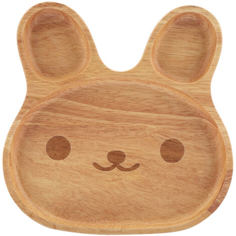 Wooden Plate Child Dessert Snacks Serving Tray Adorable Rabbit Wood Dish Tableware for Kids 1
