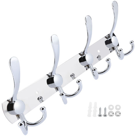 Multifunction Stainless Steel Wall Hanger Hook Rack Towel Hat Rack for Bathroom (4 Hooks) (1/5)