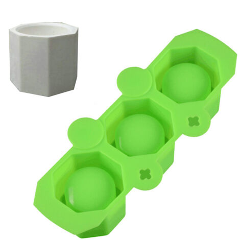 Ice Cube Trays Silicone Mold Containers for Cocktail Whiskey Chocolate 3 Cavities(Green) (1/3)