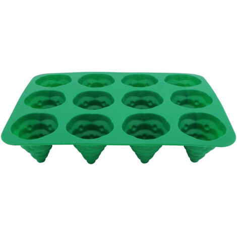 12 Hole DIY Christmas Tree Silicone Mold Cake Mould for Mousse Chocolate Muffin Baking ToolGreen (1/5)