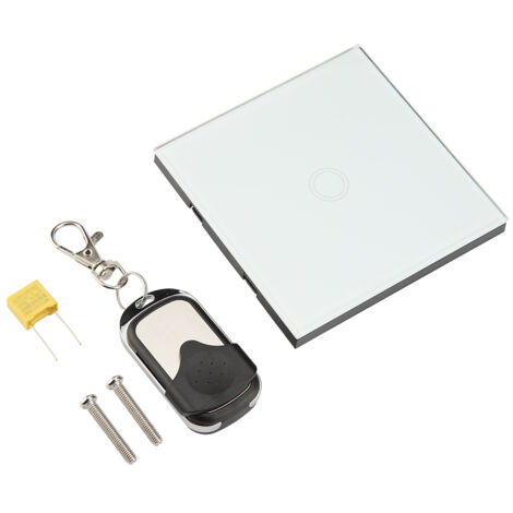 1 Way Tempered Glass Panel Smart Touch Switch with Wireless Remote Control (White)