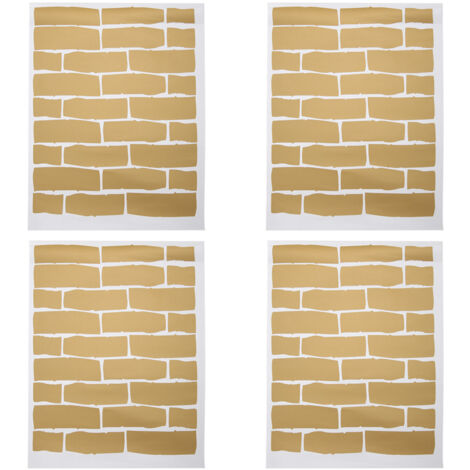 4Pcs Innovative Brick Pattern PVC Wall Sticker Home Decoration for Bedroom Living Room UseGold (1/5)