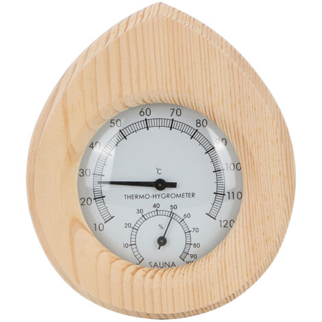 Drop shaped 2 In-1 Wood Thermo Hygrometer Thermometer Hygrometer Steam Room Sauna Room Accessories (1/5)