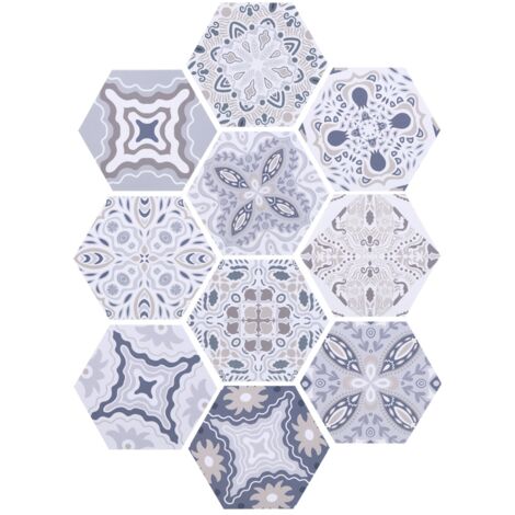 Hexagonal Pattern Tile Sticker Waterproof Non-Slip Floor Stickers Wall Decor for Bathroom Kitchen (1/5)