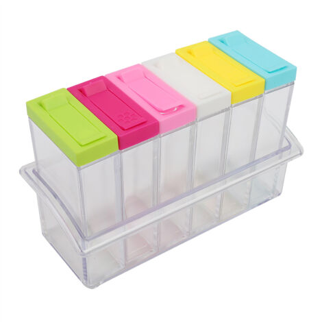Transparent Plastic Seasoning Bottles Jars 6 Boxes Set Kitchen Tool Accessories (1/5)