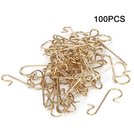 100pcs Multi Purpose Metal S Shape Hooks Christmas Tree Holder Decoration Accessory(Gold ) (1/5)