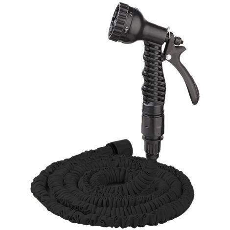UK Type Telescopic Water Pipe High Pressure Car Wash Water Spray Nozzle Latex Inner Tube for Home Use Black 25ft (1/5)