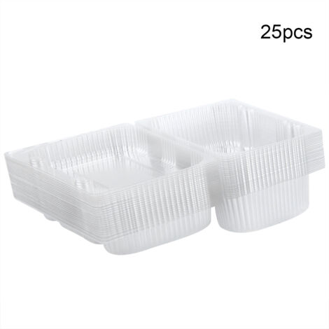 25 PCS Disposable Plastic Hinged Loaf Container Food Fruit Storage Box 18.5 x 12.5 x 7cm (1/5)