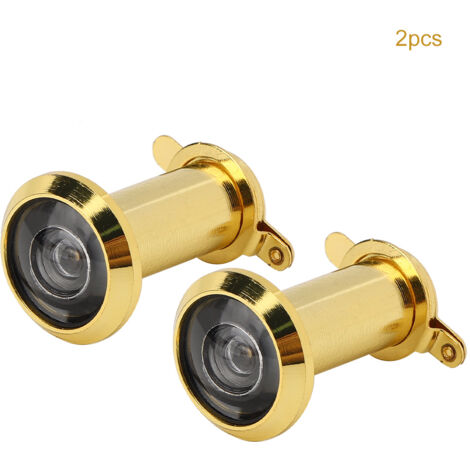 2Pcs 220 Degree Viewing Angle Anti Theft Household Door Viewer with Back Cover Home Security(16mm Gold )