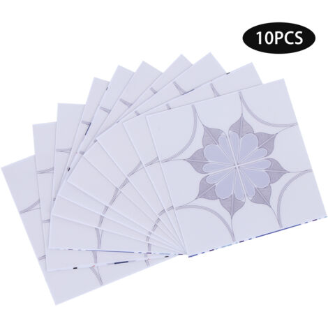 10Pcs/Set 10x10cm Beautiful Tile Sticker Home Kitchen Bathroom Floor Wall Sticker Decoration (1/5)