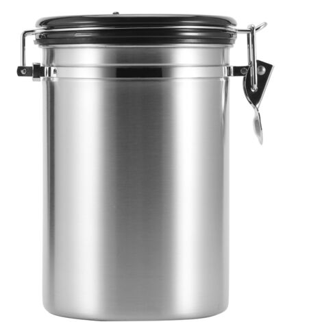 Stainless Steel Sealed Tank MoistureProof Coffee Bean Tea Storage Pot with Air Evacuation Valve(Silver 1.8L (About Holding 750g)) (1/5)