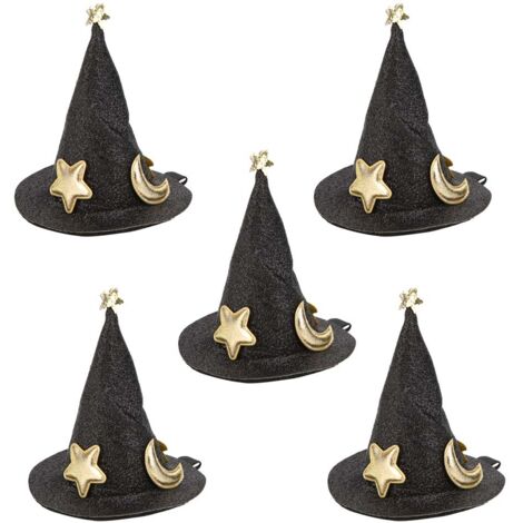 5pcs Mini Witch Hat Hair Pins Cute Hair Clips Halloween New Year Christmas Holiday Hair Decoration for Kid (1/5)