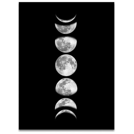 Moon Phases Canvas Painting Rimless Paintings on Wall Art for Home Decorations(Black090-2) (1/5)