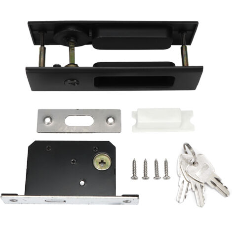 Zinc Alloy Sliding Door Lock Latch Handle Set Bathroom Balcony Cabinet Door Hardware FittingsBlack (1/5)