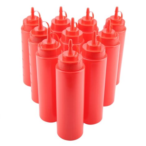 720ml 10pcs / Set Plastic Condiment Dispenser for Sauce Oil Cream Vineger (Red) (1/5)
