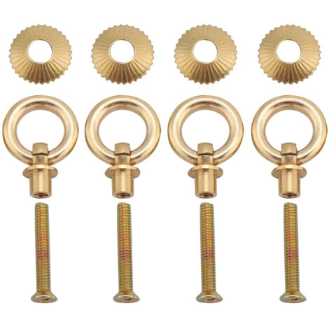 4pcs/pack Mini Simple Vintage Pull Rings Cosmetic Case Jewelry Box Attachment Handle Brass (1/5)