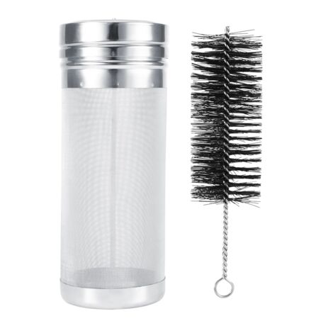Stainless Steel Beer Hop Filter With 300 Micrometers Mesh Cleaning Brush Kit for Homebrew Kegs7x18cm / 2.8x7.1in Hop Filter with Cleaning Brush Set