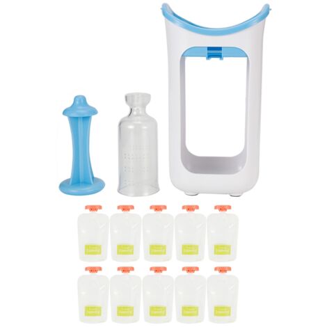 Squeeze Station Press Store System Portable Children Fruit Puree Squeezer Food Pouches for Home Kitchen(Blue ) (1/5)