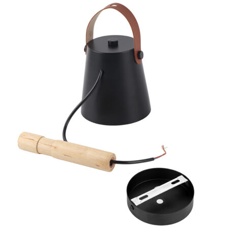Modern Wooden Iron Bedroom Wall Mount Lamp Porch Corridor Study Light Fixture Room Decor(Black) (1/5)