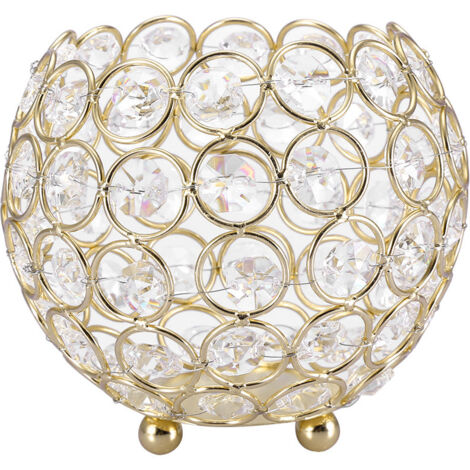 Crystal Tea Light Candle Holders Wedding Decor Table Centerpieces (Gold Diameter 12cm) (1/5)