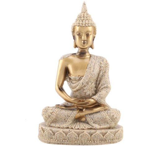 Meditating Seated Buddha Statue Carving Figurine Craft for Home Decoration Ornament (Gold) (1/5)