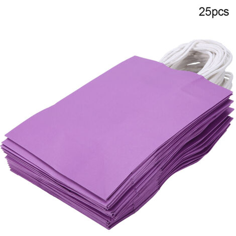 25 PCS Gift Bag Kraft Paper for Wedding Candy Favor Bag With Handle Purple