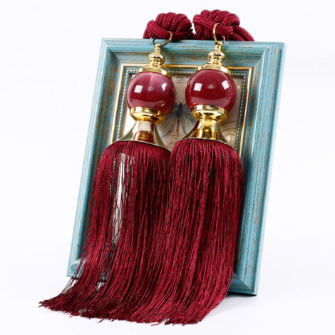 2Pcs Curtain Tieback Decorative Soft Delicate Curtain Holdback Holder for Home Hotel Jujube Red (1/5)