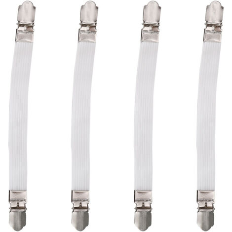 4pcs Elastic Crisscross Bed Mattress Sheet Straps Double Head Clips Gripper Holder Fasteners SuspenderWhite (1/5)