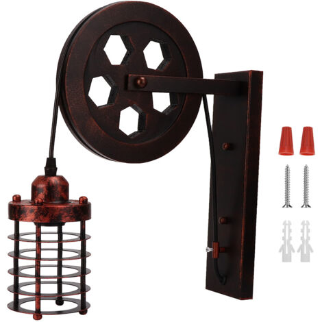 Vintage Industrial Lift Pulley Style E27 Wall Light for Coffee Shop Restaurant Cafe Decor 110V-220V (1/5)