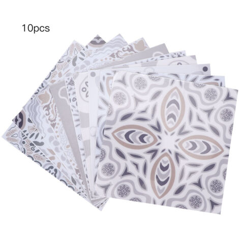 10pcs Self adhesive PVC Tile Floor Stickers Bathroom Kitchen Wall Stair Floor Tile Sticker 1 (1/5)