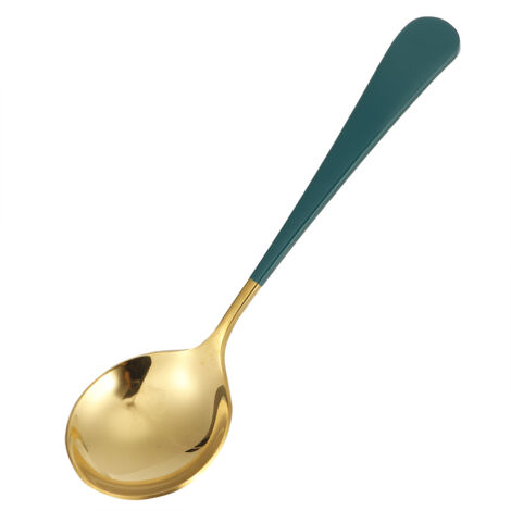 5Pcs Stainless Steel Soup Spoons Children Spoon Tablespoon Cutlery Household Kitchen SuppliesGreen