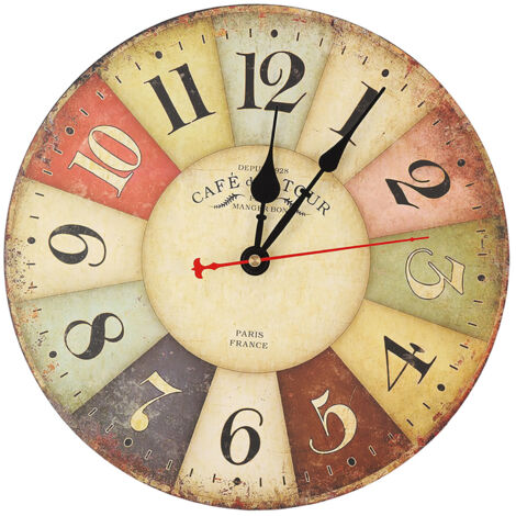 12" Home Decor Clock Colorful Retro Style Silent Non Ticking Quartz Wall Clock (1) (1/5)