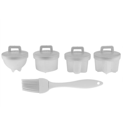4Pcs Plastic Egg Cooker Boiler Pudding Mold with Oil Brush Cookware Kitchen AccessoryGray (1/5)