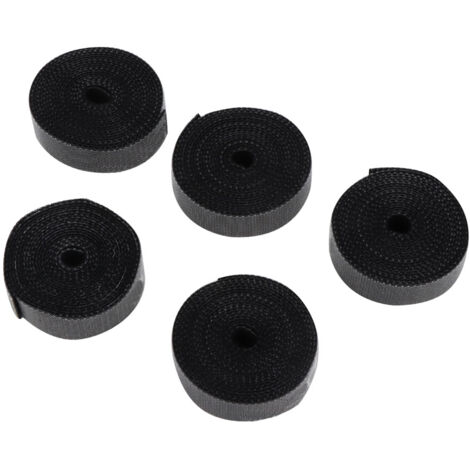 5Pcs 1.5m Self Adhesive Hook and Loop Fastening Tape Cable Wire Organizer for Home Office UseBlack (1/5)