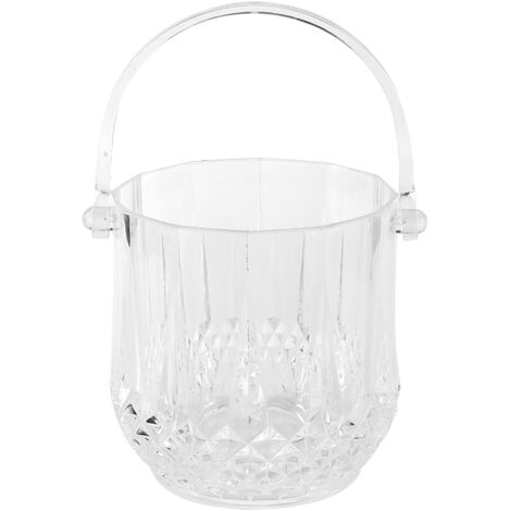 Household Acrylic Ice Container Diamond Pattern Ice Bucket with Handle Bar KTV SuppliesDiamond Pattern Ice Bucket, Transparent (1/5)