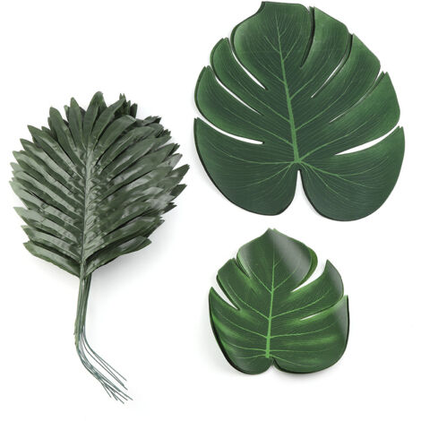 36PCS Tropical Hawaiian Green Leaves for Summer Party Wall Table Decorations
