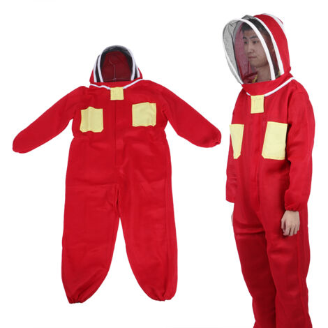 Red Beekeeping Protective Suit with Double Zipper Breathable Bee Suits Accessory for BeekeeperXXL (1/5)