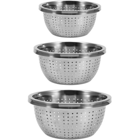 3Pcs/Set Stainless Steel Rice Sieve Rice Washing Filter Strainer Drainer Kitchen Cleaning Gadge (1/5)