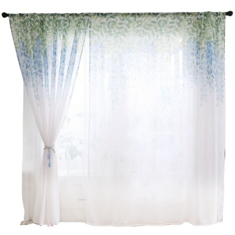 Polyester Window Curtain Valances Voile Bedroom Living Room Decor (Blue) (1/5)