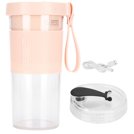Portable Electric Fruit Juicing Cup Three Leaf Cutter Head Juicer Mixer 2000mah for Travel Home USB Rechargeable(Pink 320ml) (1/5)