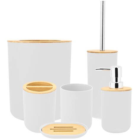 6Pcs/Set Household Bathroom Soap Box Toothbrush Holder Rinse Cup Lotion Bottle Accessories KitWhite (1/5)