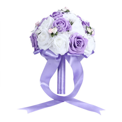 Artificial Wedding Bouquet Simulation Bridal Holding Flower Decoration Wedding SuppliesPurple (1/5)
