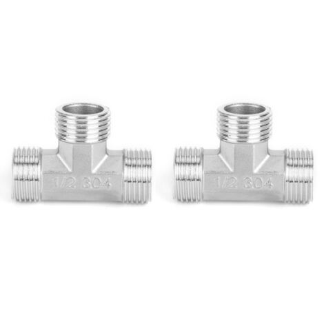 G1/2in Male Thread Stainless Steel T‑Shaped Tee Connector Pipe Connection Fittings Accessories