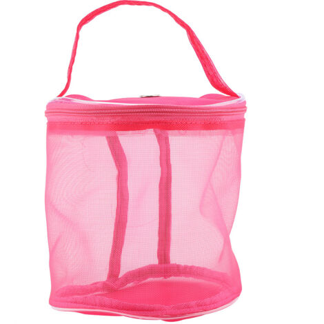 Portable Storage Bag Cylinder Mesh Wool Yarn Convenient Exquisite Container Handbag (Rose red) (1/5)