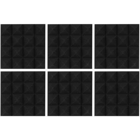 6pcs Pyramid Shape Sound Absorbing Cotton Foam Acoustic Panels Studio Soundproofing Foam(Black ) (1/5)