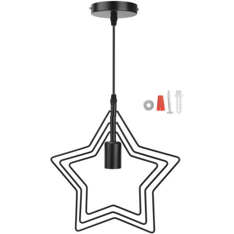 E27 100-240V Unique Iron Black Star LED Ceiling Light Pendant Lamp Chandelier for Dining Room (1/5)