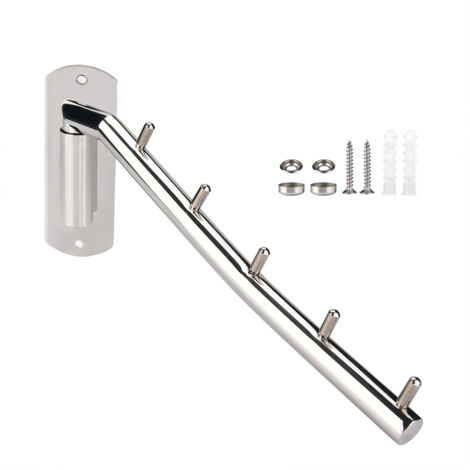 Stainless Steel Wall Mounted Clothes Hanger with Swivel Arm Clothing Organizer Drying Rack (1/5)