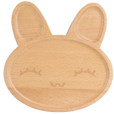 Cute Animal Wooden Plate Divided Dish Bowl Snack Food Serving Tray for Kid Children Tableware