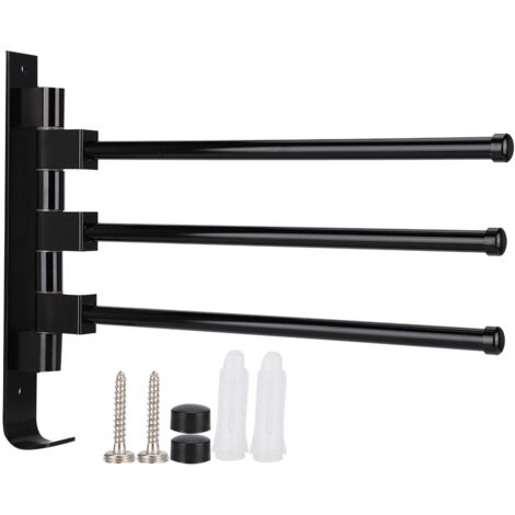 Home Hotel Bathroom Space Aluminum Moveable Multiple Rod Towel Rack Holder Storage OrganizerBlack 3 Rods (1/5)