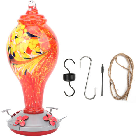 Colorful Painting Glass Bird Feeder Garden Courtyard Outdoor Hummingbirds Water Feeding ToolT1 (1/5)